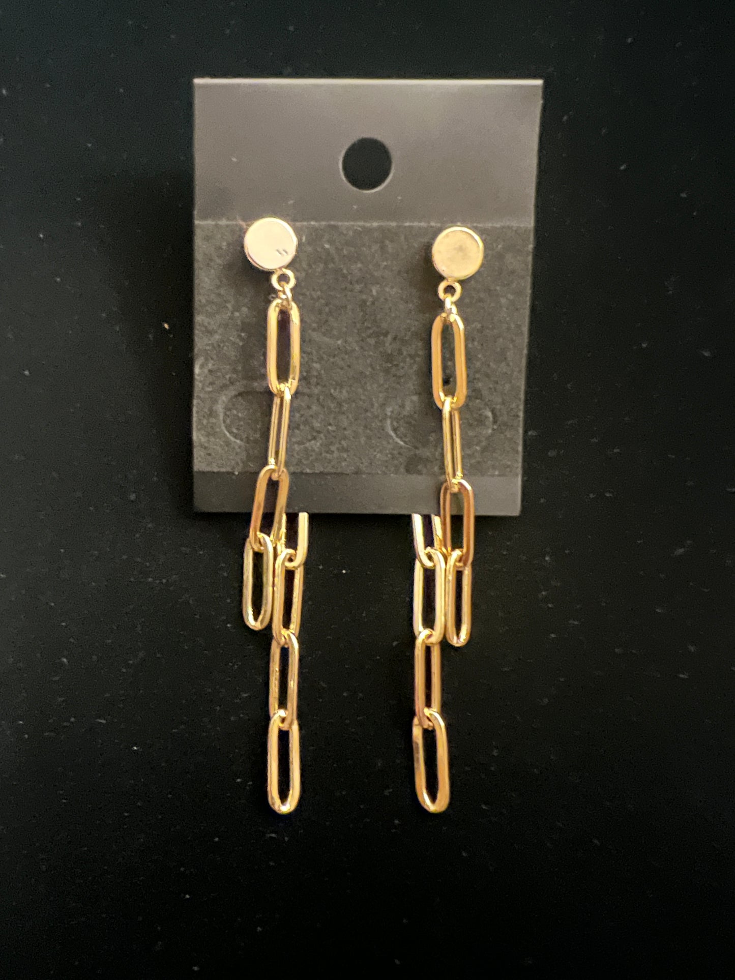 2Tier Paperclip 18kt Plated Sun Gold Earrings