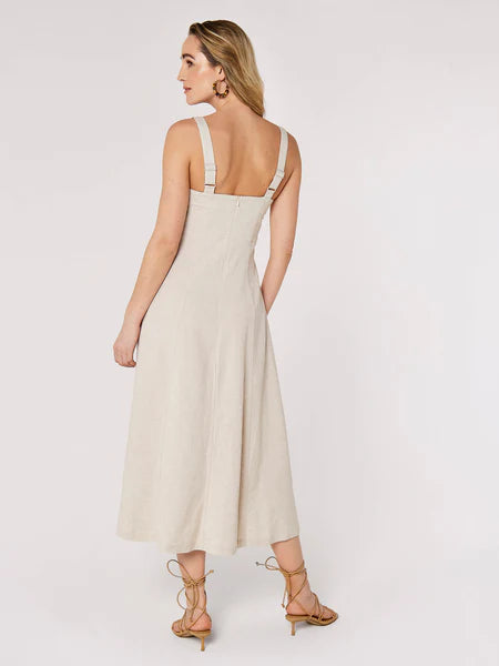 Panel Linen Midi Dress - Cream