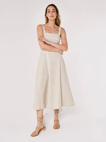 Panel Linen Midi Dress - Cream