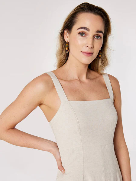 Panel Linen Midi Dress - Cream