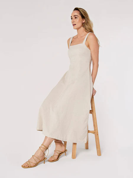 Panel Linen Midi Dress - Cream