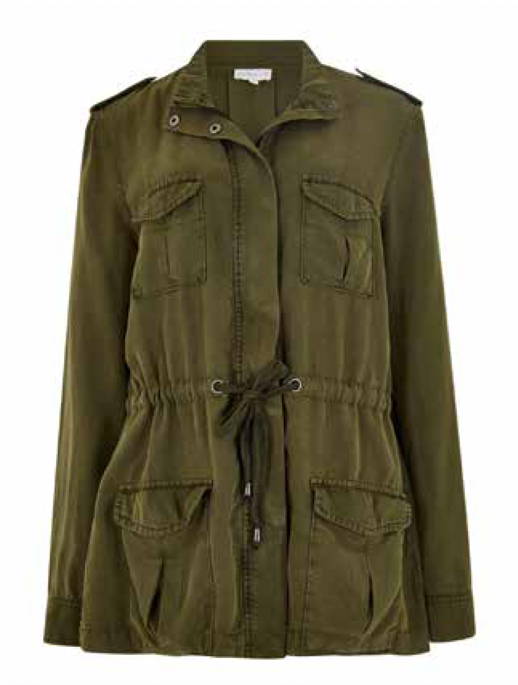 Apricot Military 4PKT Tie Through Jacket
