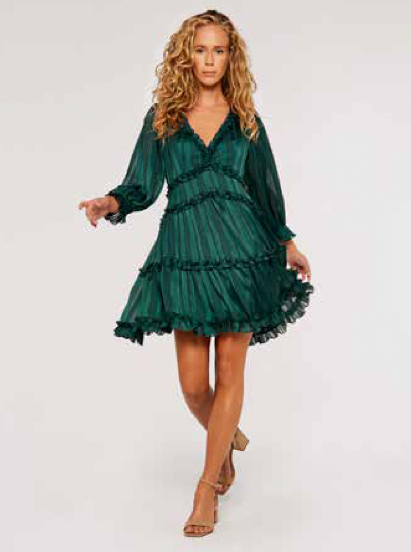Lurex Ruffle Tiered Dress