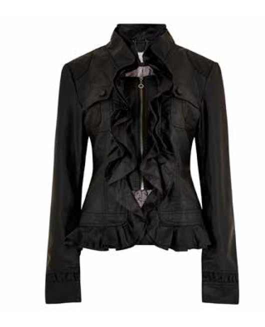 Ruffle 2 Pkt Pu Jacket