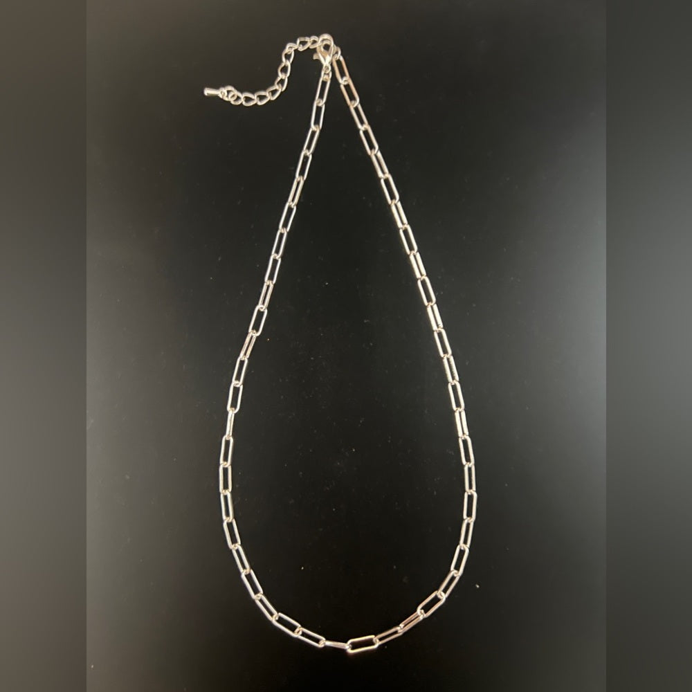 Silver Plated Flat Paperclip Chain