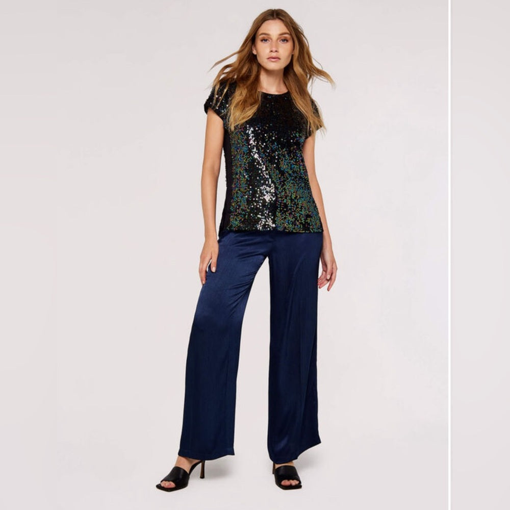 SO ♥️! Apricot - Rainbow Sequin Embellished T-Shirt