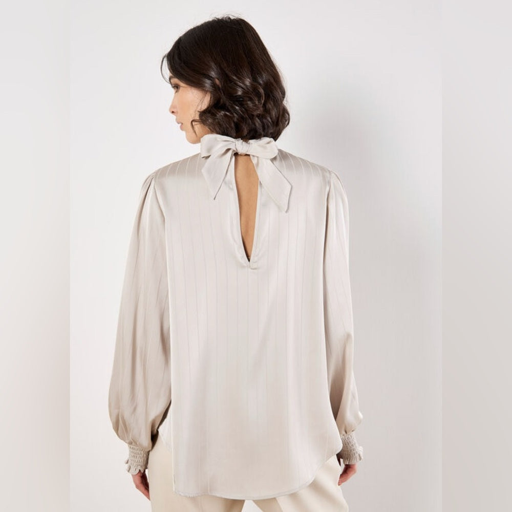 APRICOT 🍑- Satin Self-Stripe Tie Back Top