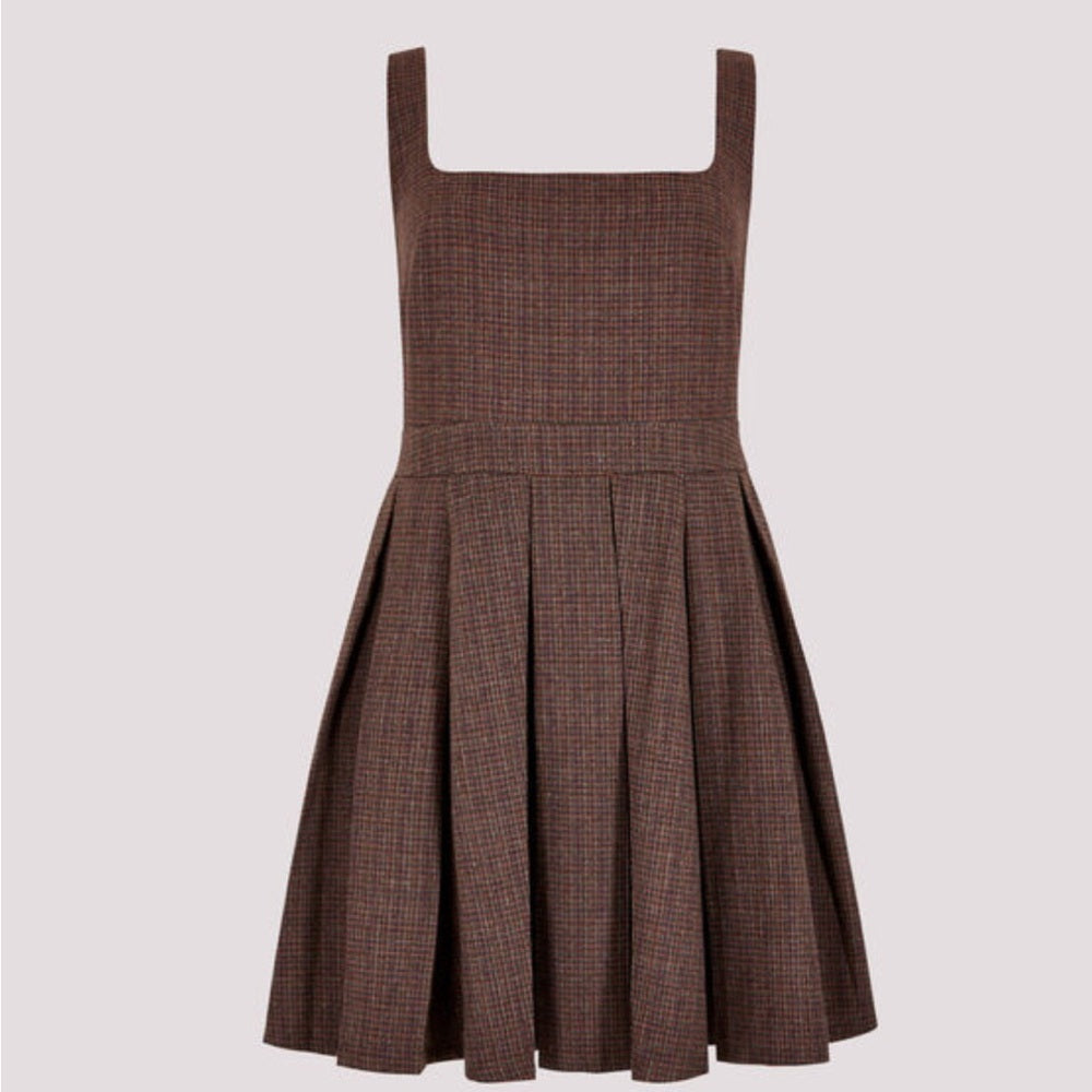 Elegant Brown Plaid Dress