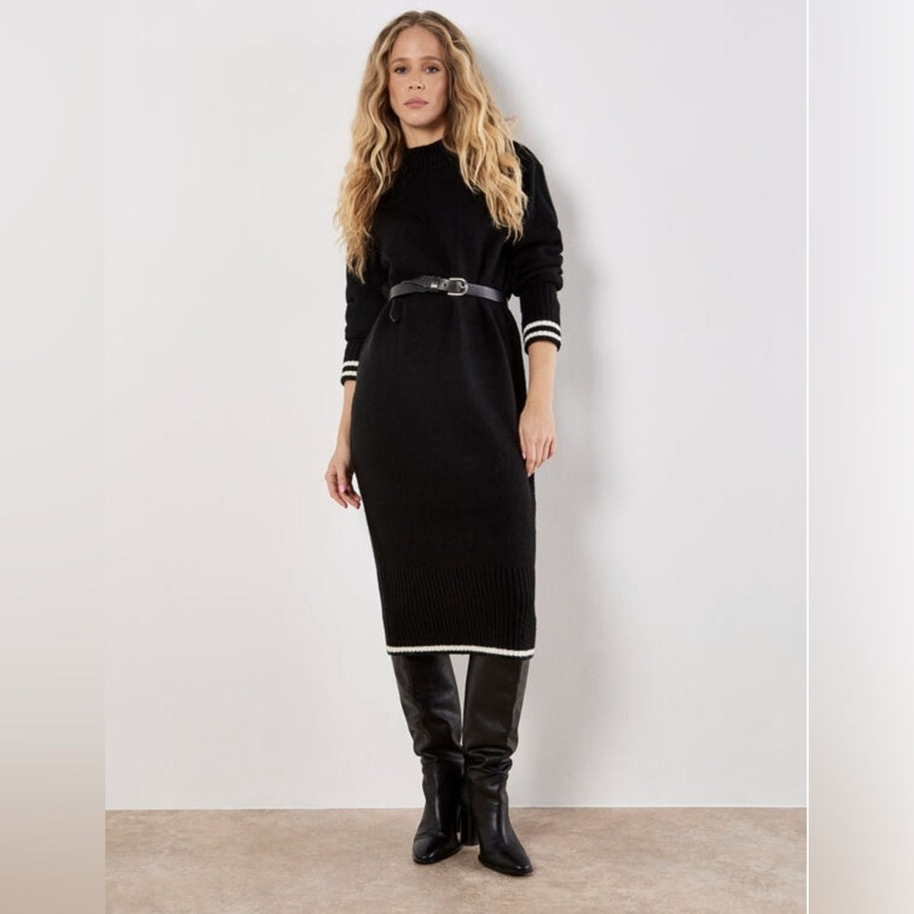 Apricot 🍑- Tipped Knitted Jumper Midi Dress