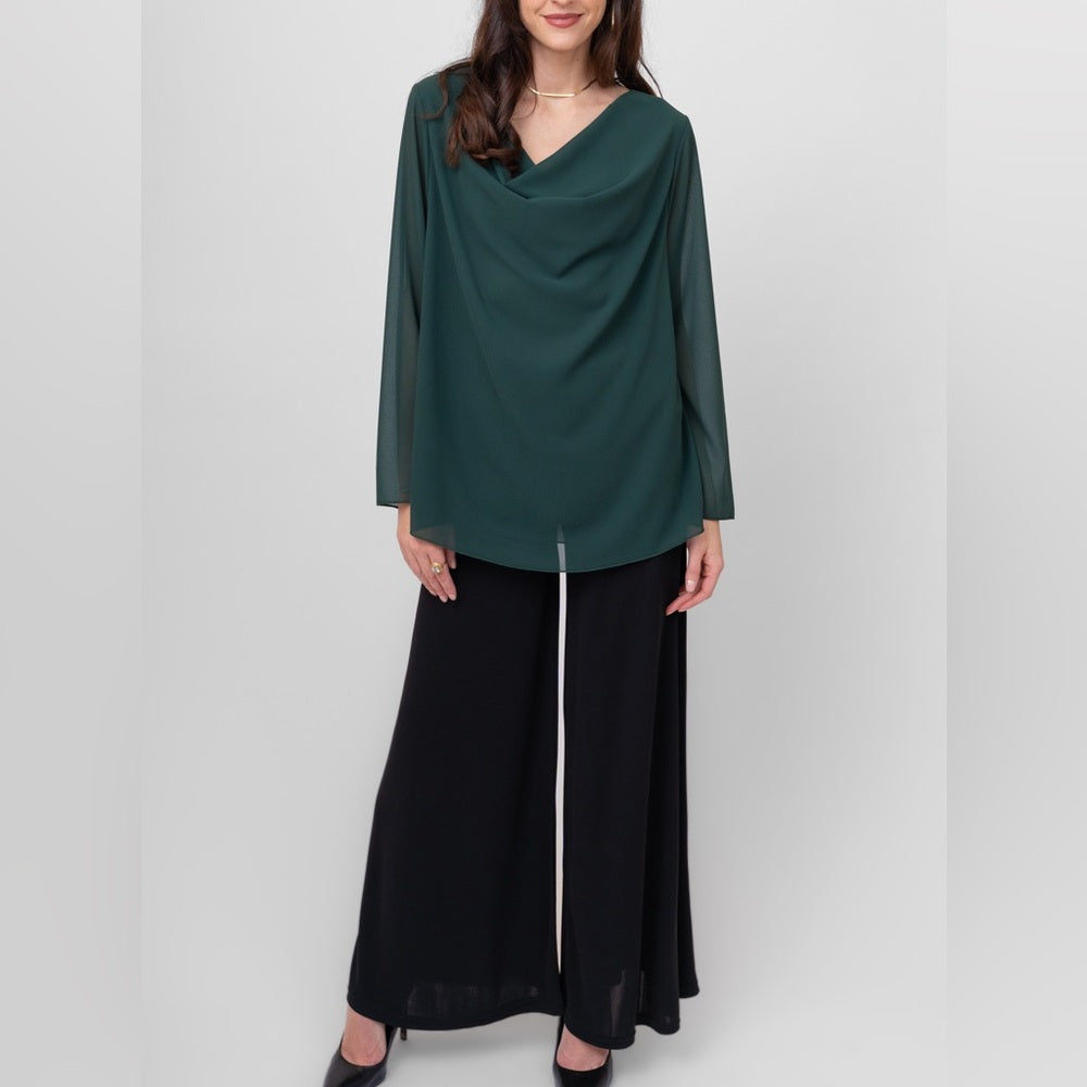 Me & Gee 🇨🇦🇮🇹- Chiffon Jewel Tone Green Women's Top