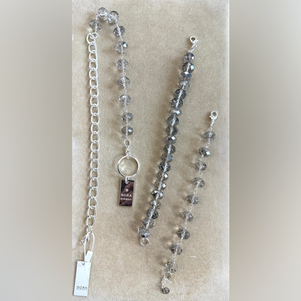 Convertible Grey Crystal Silver Tone