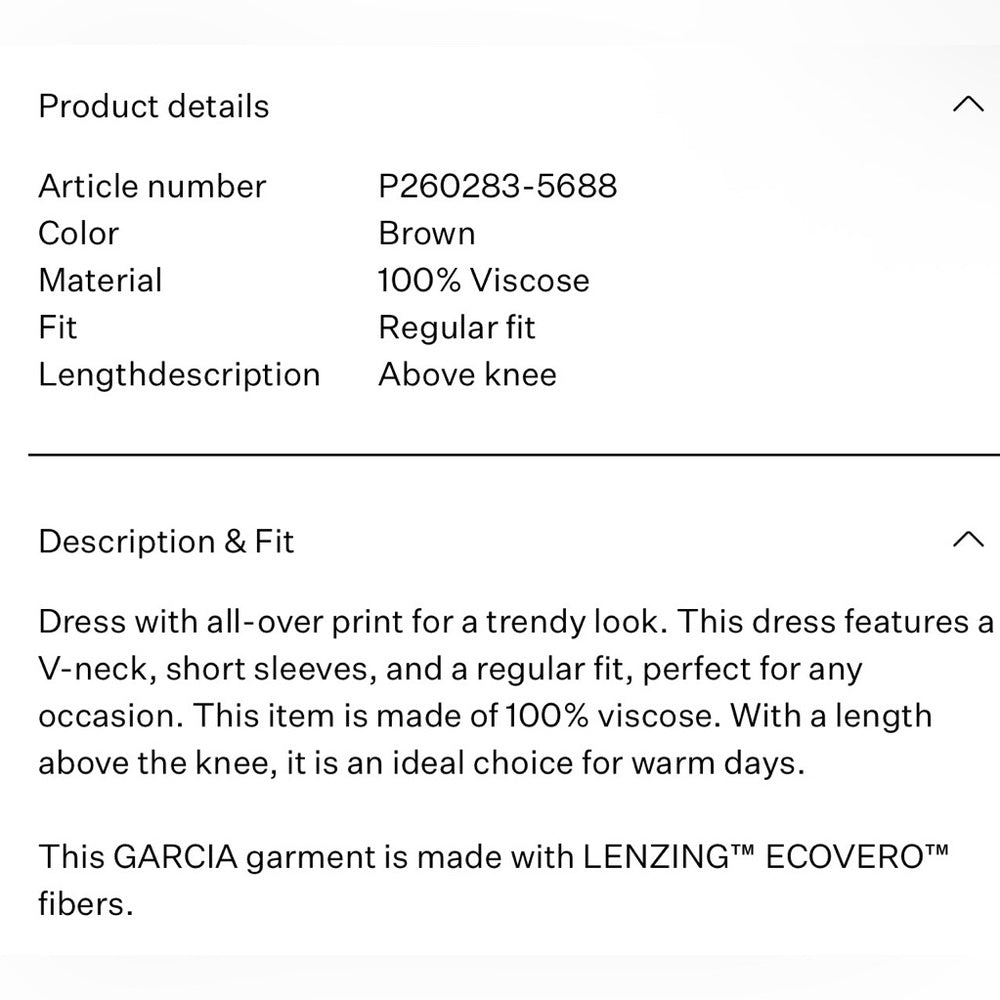 GARCIA - Brown and Cream Leaf Print Dress