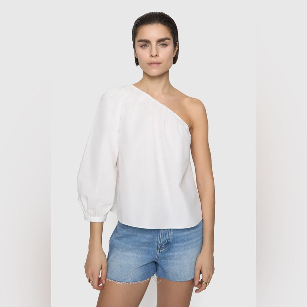REBECCA MINKOFF - One-Shoulder White poplin Blouse - Women