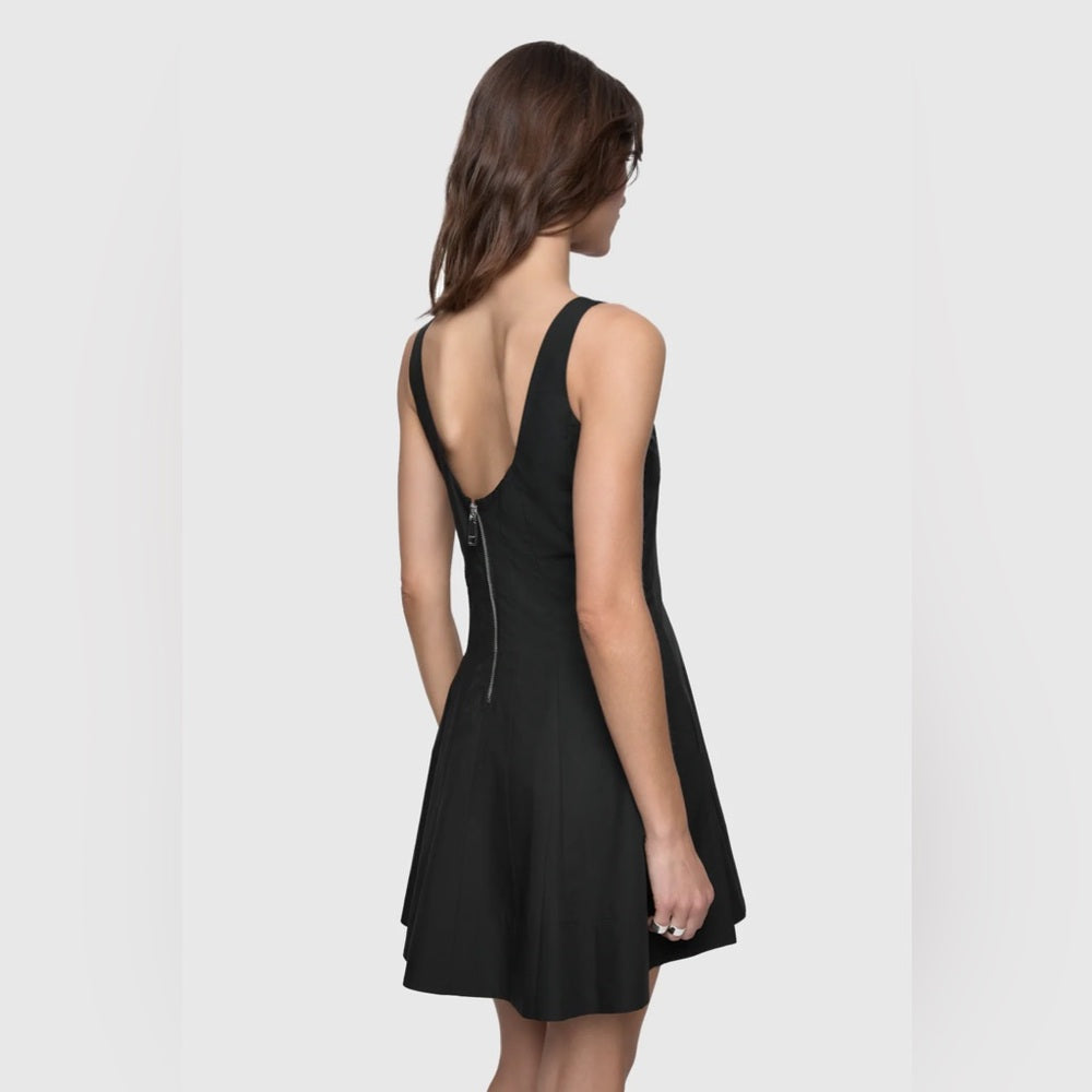 REBECCA MINKOFF -Black Square-Neck A-Line Dress