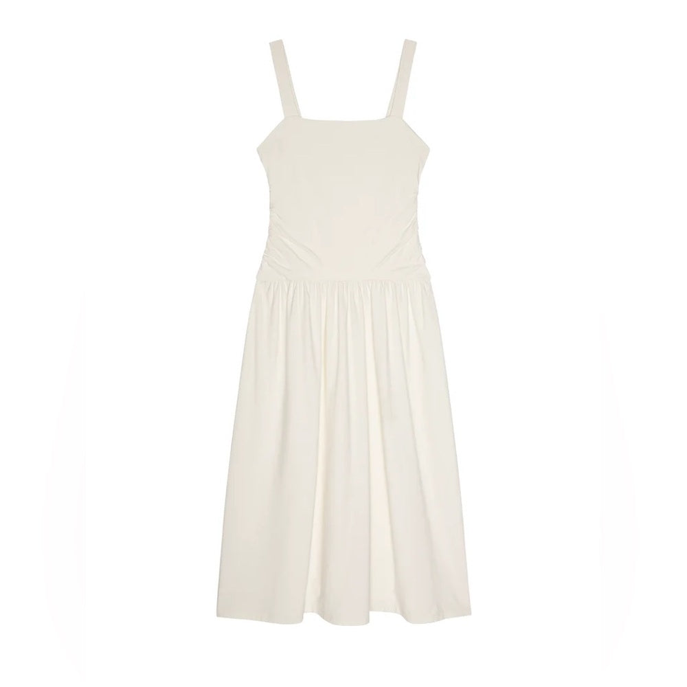 NATION LTD. - White Midi Sundress - Elegant Gathered Bodice
