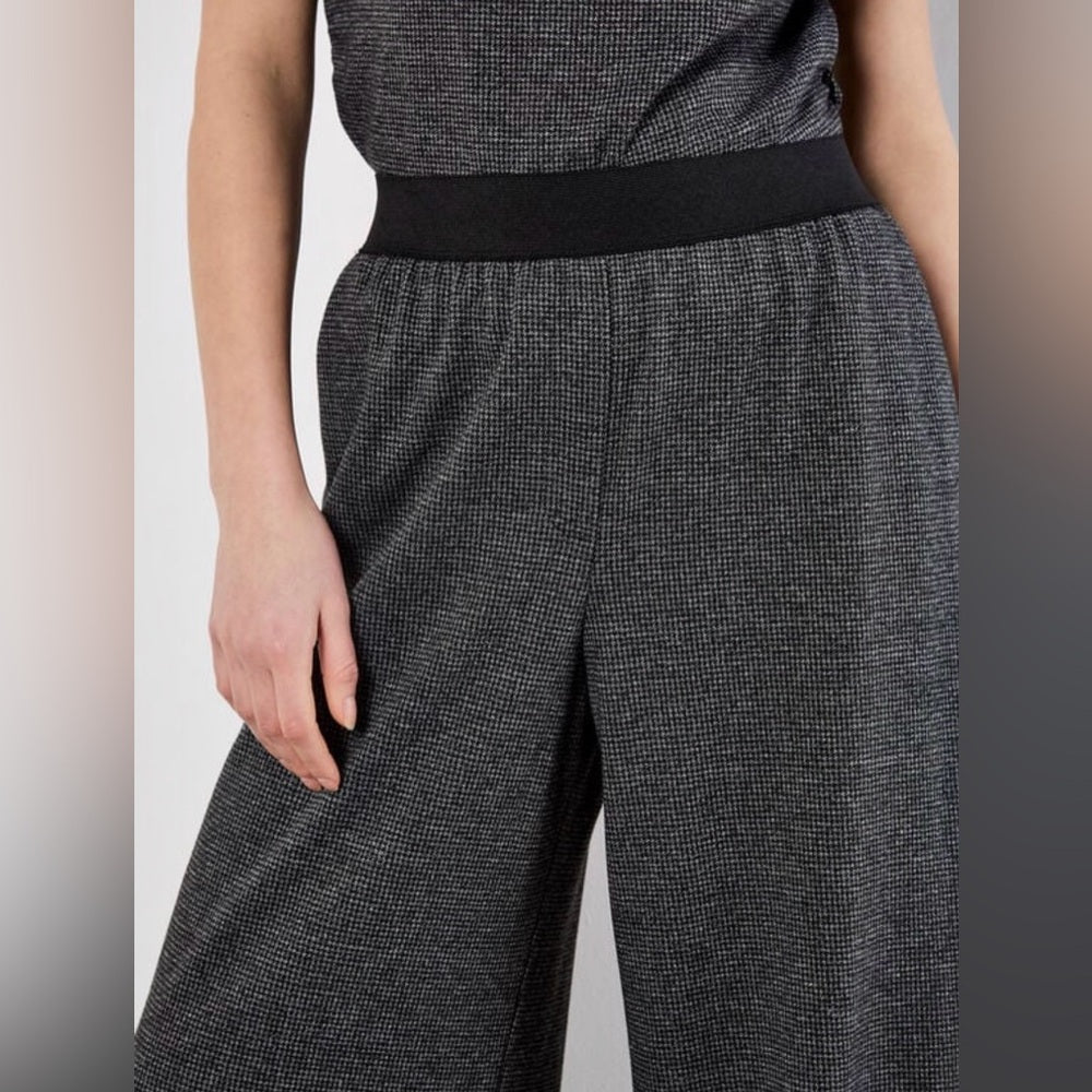 Apricot 🍑 Mini Houndstooth Wide-Leg Knit Pants in Stone