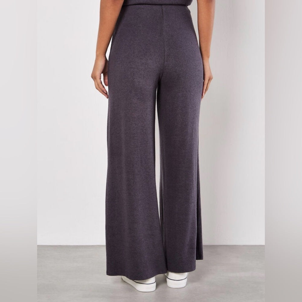 APRICOT π- Soft! Wide-Leg Knit Drawstring Pants - Grey