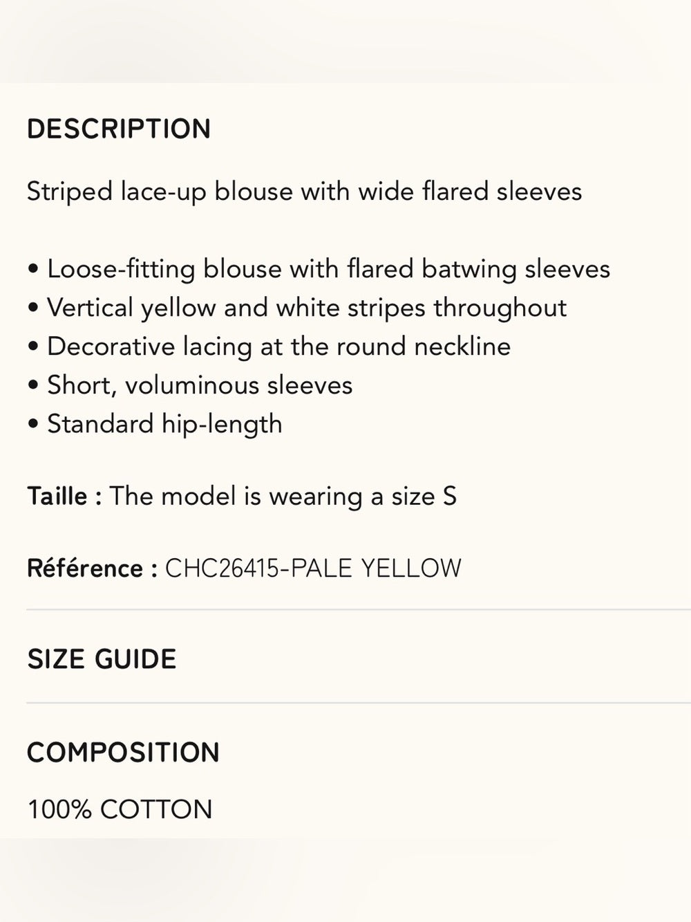 FRNCH 🇫🇷 PALE YELLOW COSIMO BLOUSE