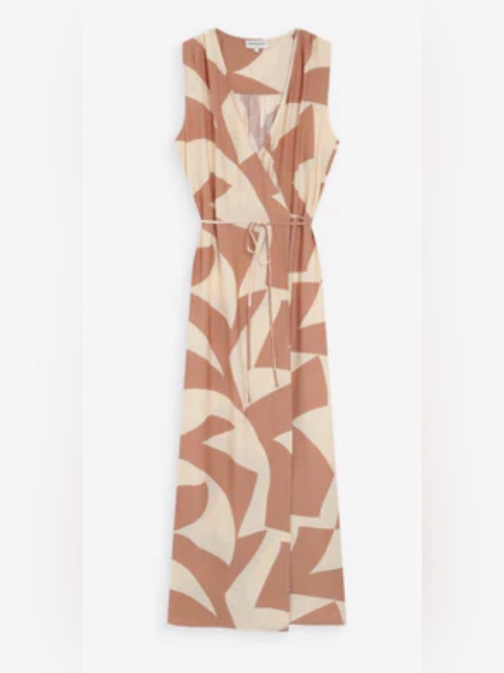 Grace & Mila - GEOMETRIC PRINT SLEEVELESS
WRAP DRESS Tan
VELLINE