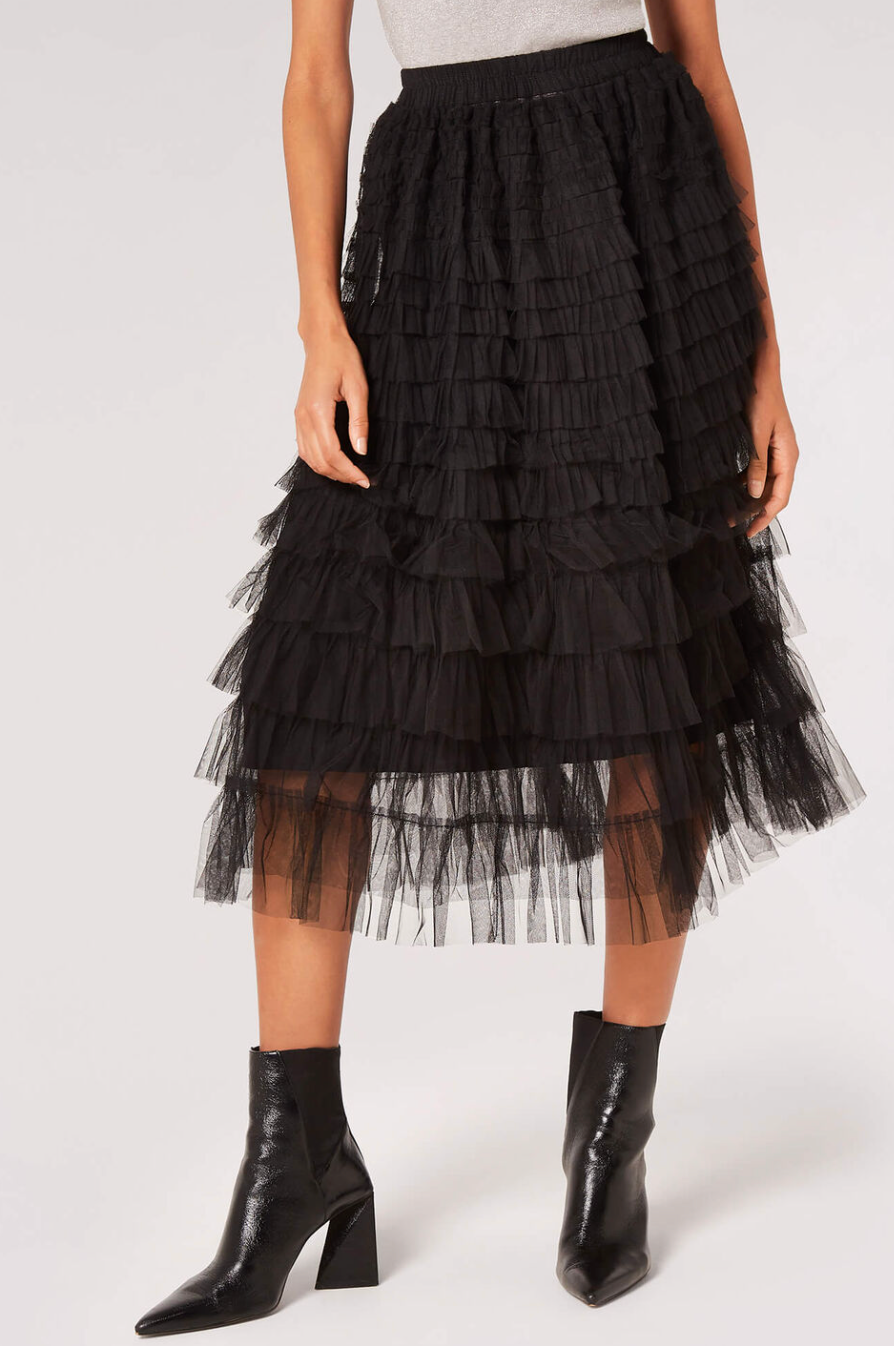 Tulle Ruffle Tiered Midi Skirt – Style Eleven Inc.