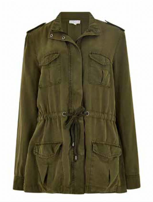 Apricot Military 4PKT Tie Through Jacket