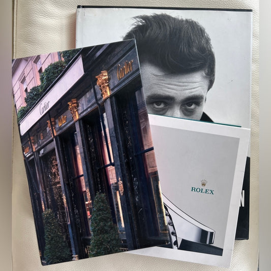 4 Coffee Table Books - James Dean, Cartier, Gucci and Rolex