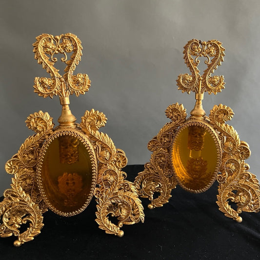 Vintage Perfume Bottle Gold Ormolu Filigree Amber Glass Hollywood Regency￼￼