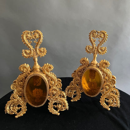 Vintage Perfume Bottle Gold Ormolu Filigree Amber Glass Hollywood Regency￼￼
