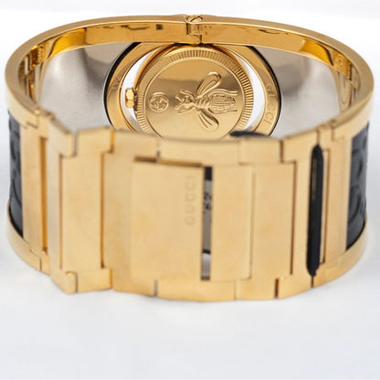 GUCCI COLLECTORS WATCH 
Twirl Quartz Gold Dial Two Tone Bangle Ladies Watch