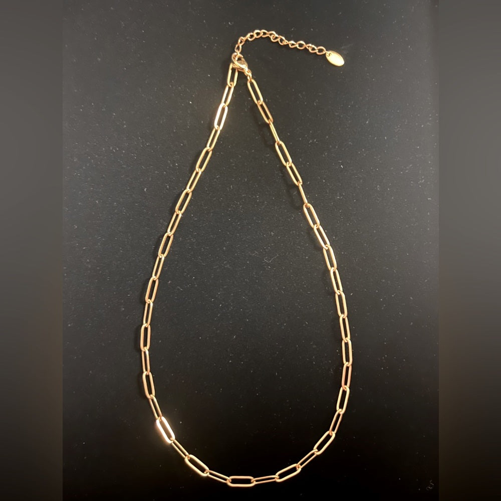 Your Choice: SUNSET GOLD / SILVER Plated & STAINLESS STEEL Flat Paperclip Chains