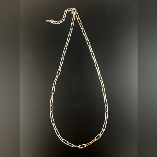 Silver Plated Flat Paperclip Chain
