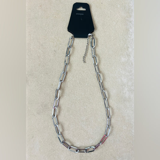 Stainless Steel Silver Tones Thick Flat Paperclip Chain