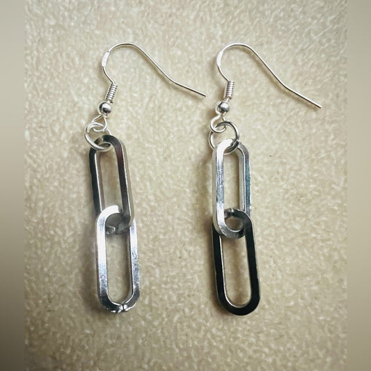 Stainless Steel Silver Tones Thick Flat Paperclip Chain
