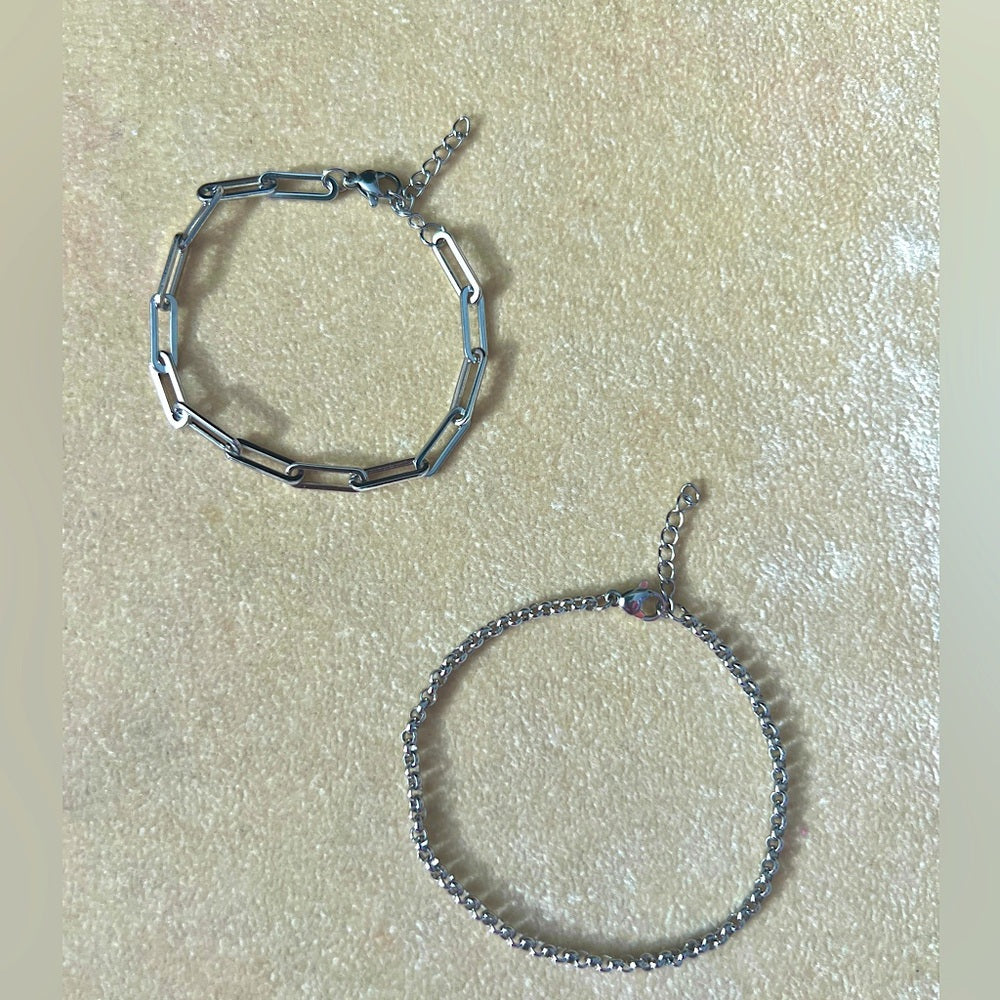 SS Double Bracelet - Rolo & Paper Clip