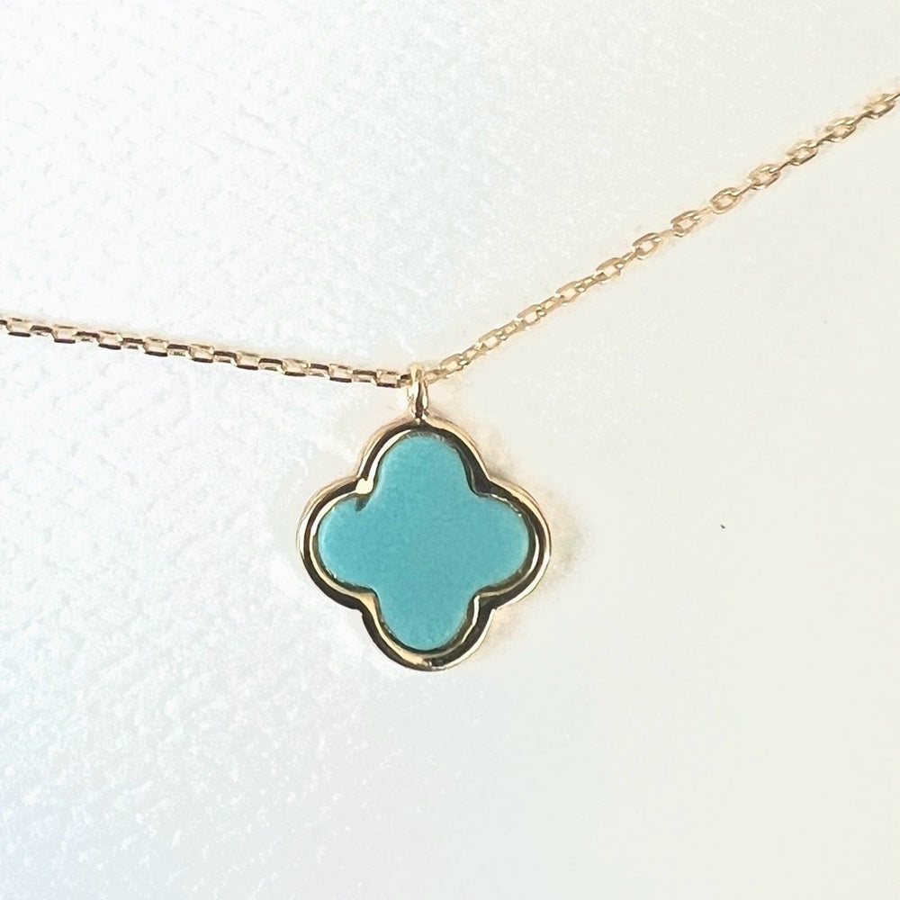 🩵 Gold Dipped Turquoise Blue Clover