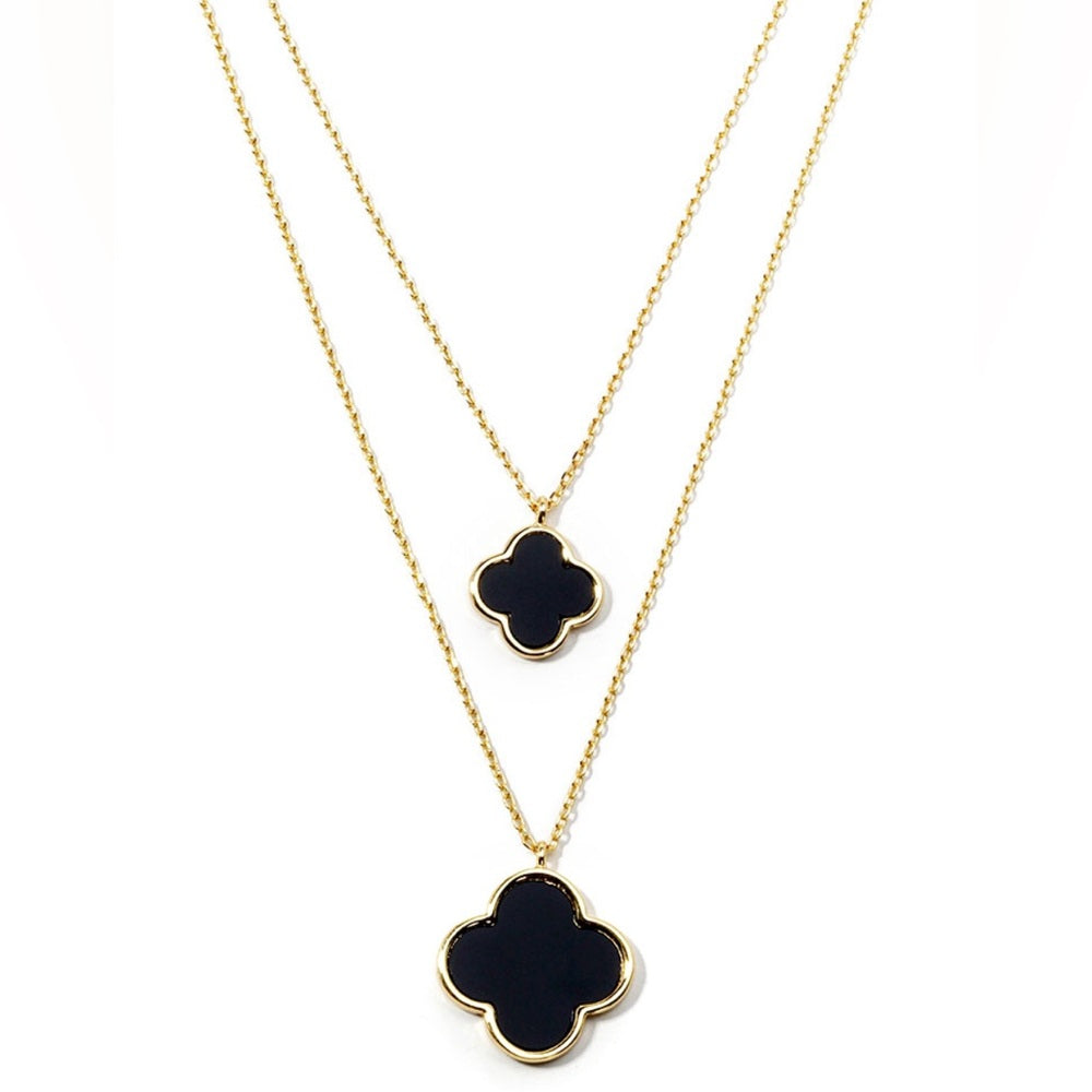 Black Clovers Double Layered Necklace