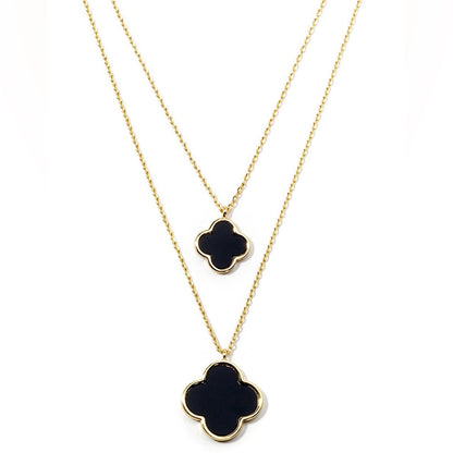 Black Clovers Double Layered Necklace