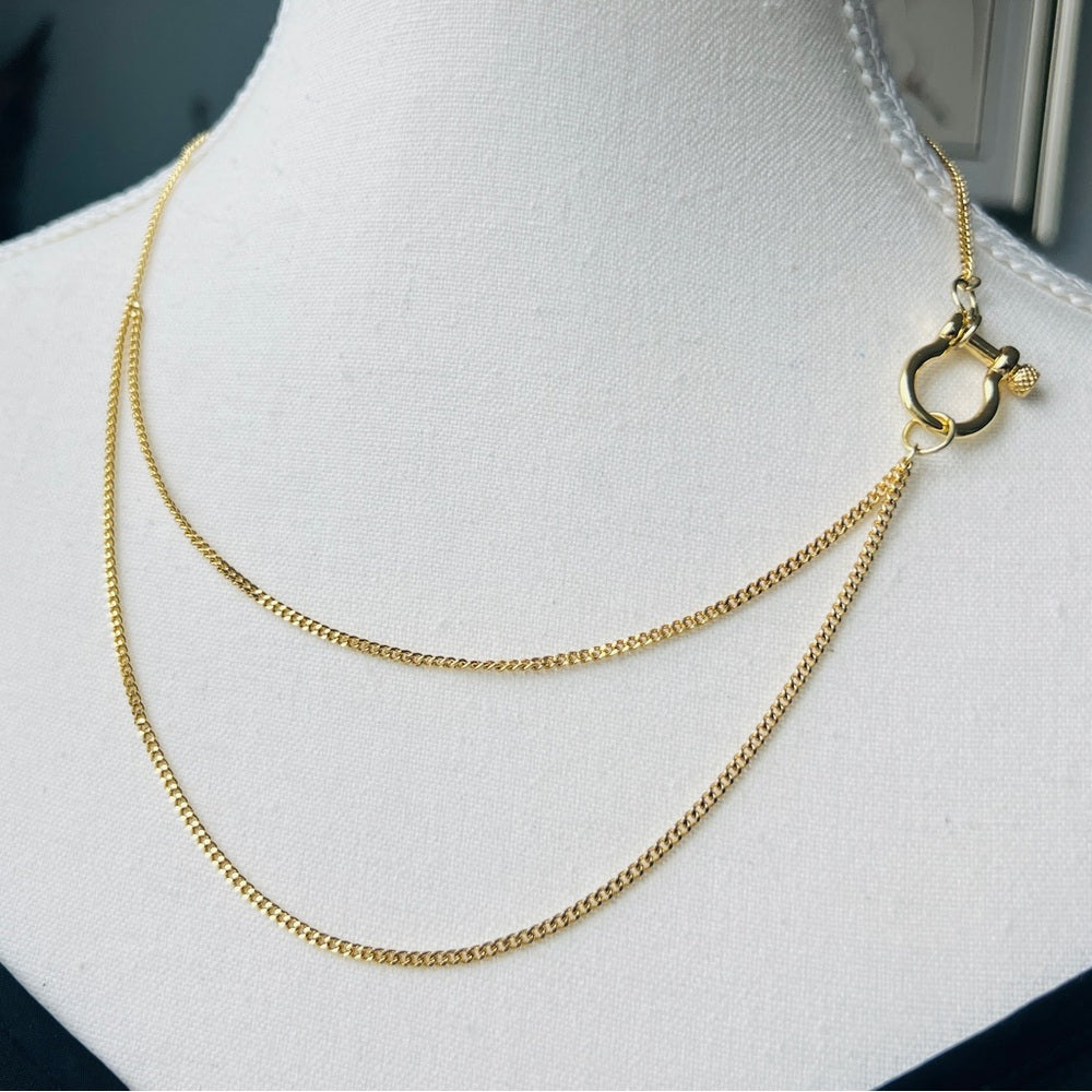 18Kt Dainty Gold Plated Brass Cuban Chain with Horsebit