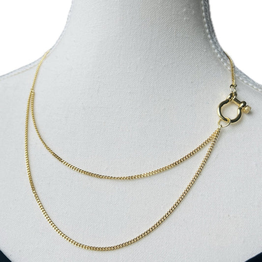 18Kt Dainty Gold Plated Brass Cuban Chain with Horsebit