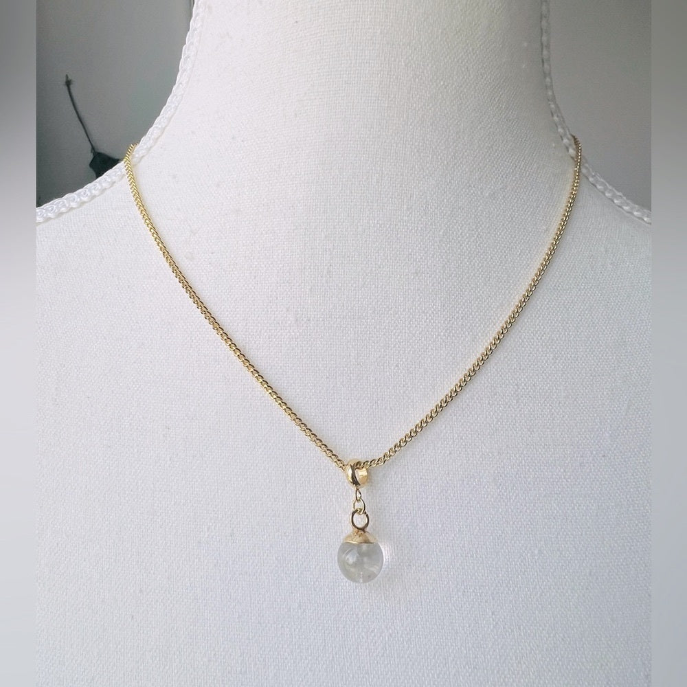 Dainty 18kt Gold Plated Curb Chain with Crystal Quartz