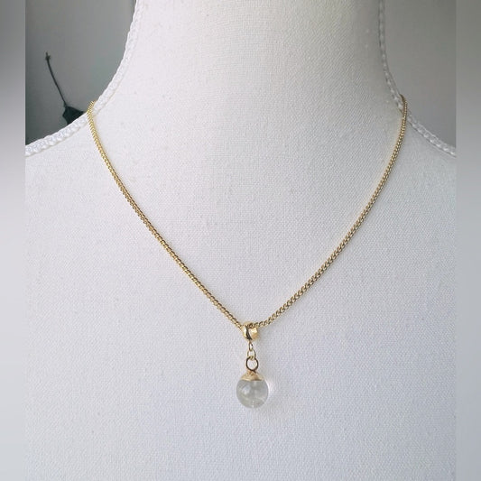 Dainty 18kt Gold Plated Curb Chain with Crystal Quartz