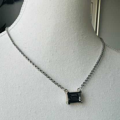 Silver Plated BVG Inspirito Chain with Black Diamond Glass Crystal Rectangle