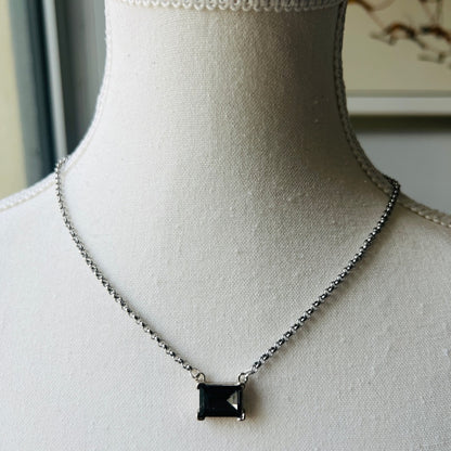 Silver Plated BVG Inspirito Chain with Black Diamond Glass Crystal Rectangle
