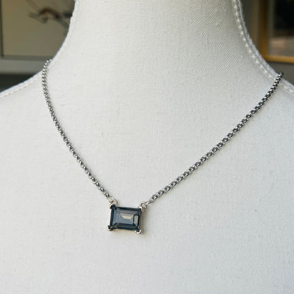 Silver Plated BVG Inspirito Chain with Black Diamond Glass Crystal Rectangle