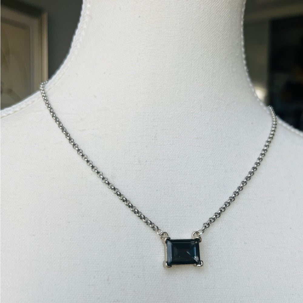 Silver Plated BVG Inspirito Chain with Black Diamond Glass Crystal Rectangle