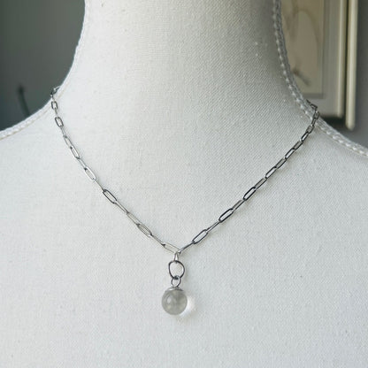 Crystal Quartz on a Stainless steel paperclip Chain