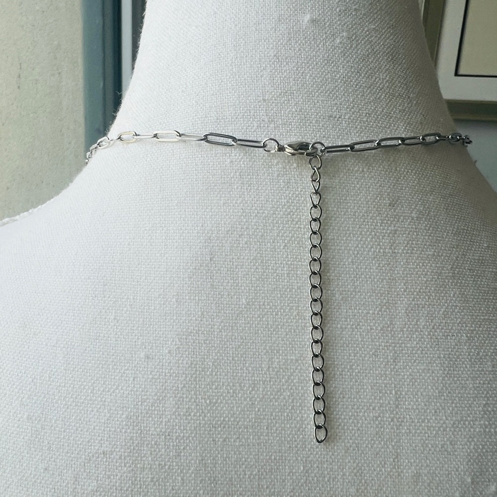 Crystal Quartz on a Stainless steel paperclip Chain