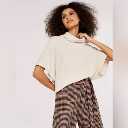 SO ♥️! Apricot - Apricot Roll Neck Soft Rib Cape