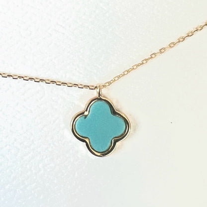 🤍💙💚Gold Dipped Baby Pink, Blue, Green, MOP (gold & Silver) Clover Necklaces