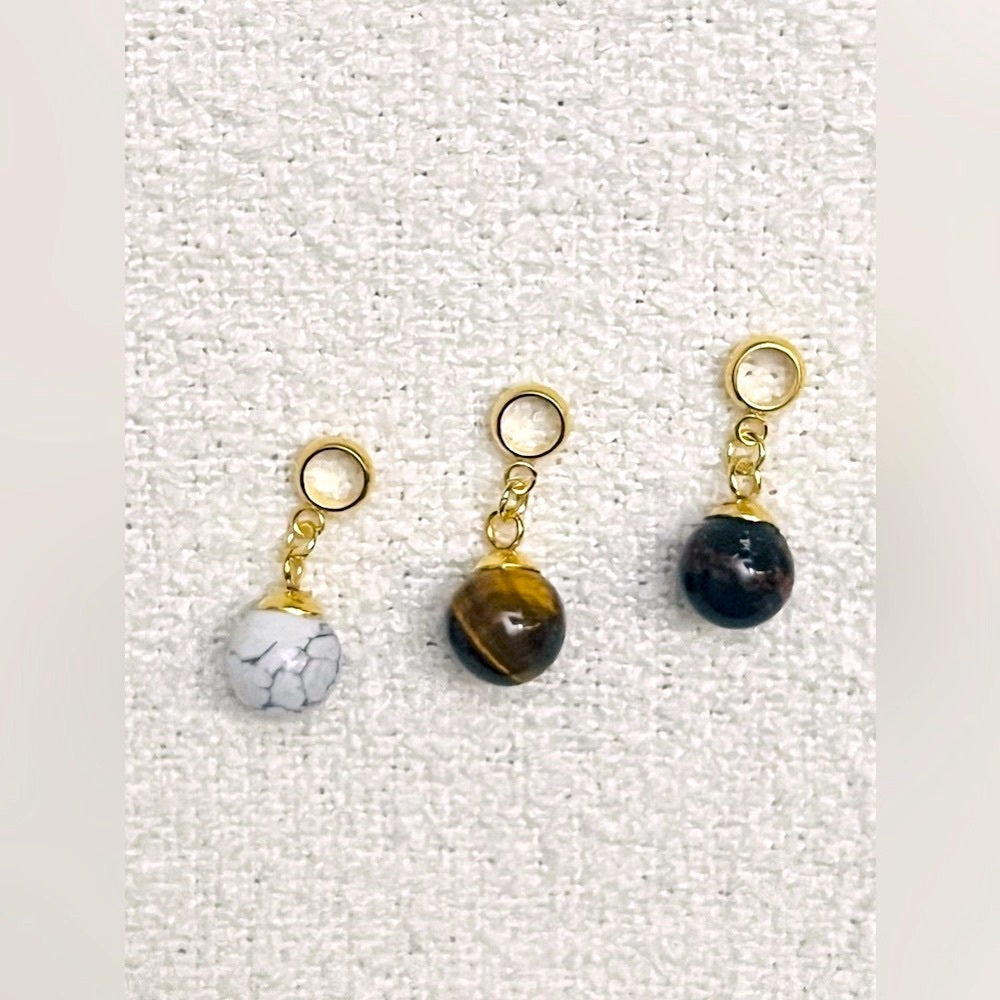 YOUR CHOICE - Natural Semi-Precious stones -  Silver & Gold  Plated - Orb Charms